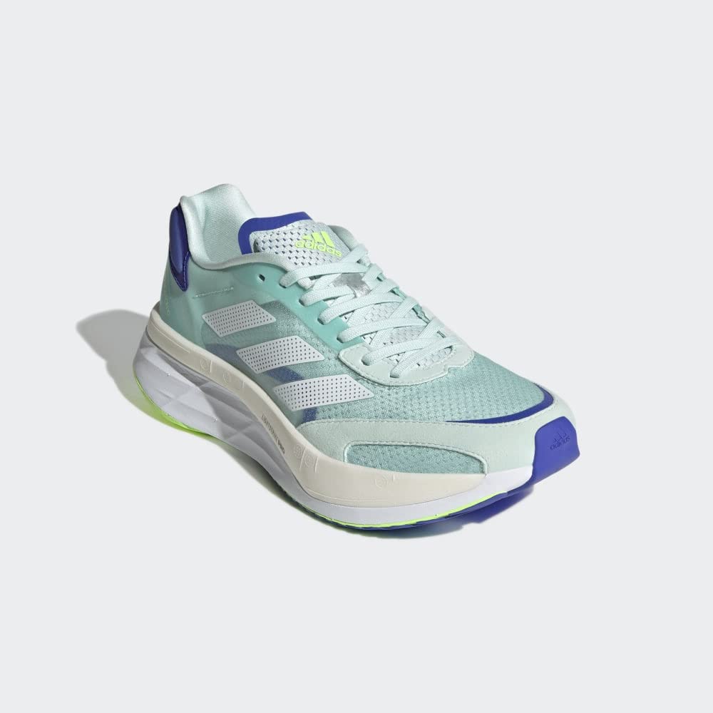 adidas Womens Adizero Boston 10 Running Shoes, Halo Mint/Cloud White/Sonic Ink, 6