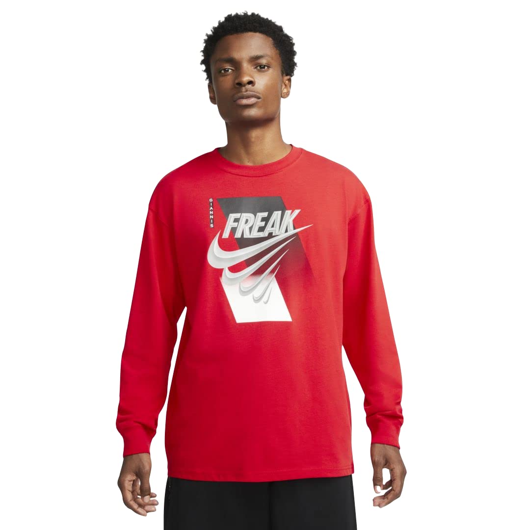 Nike Men's Giannis Freak Long Sleeve Basketball Shirt (Red) Size Medium