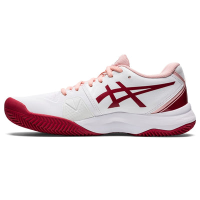 ASICS Women's Gel-Challenger 13 Clay Tennis Shoes, 9.5, White/Cranberry