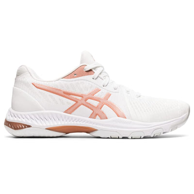 ASICS Women's Netburner Ballistic FlyteFoam 2 Volleyball Shoes, 10.5, White/Rose Gold