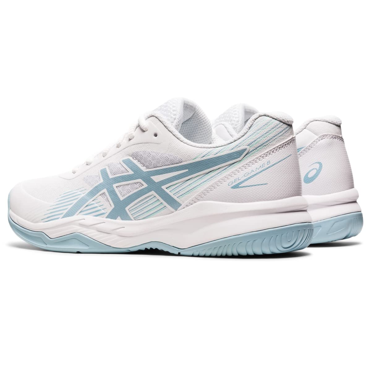 ASICS Women's Gel-Game 8 Tennis Shoes, 5, White/Smoke Blue