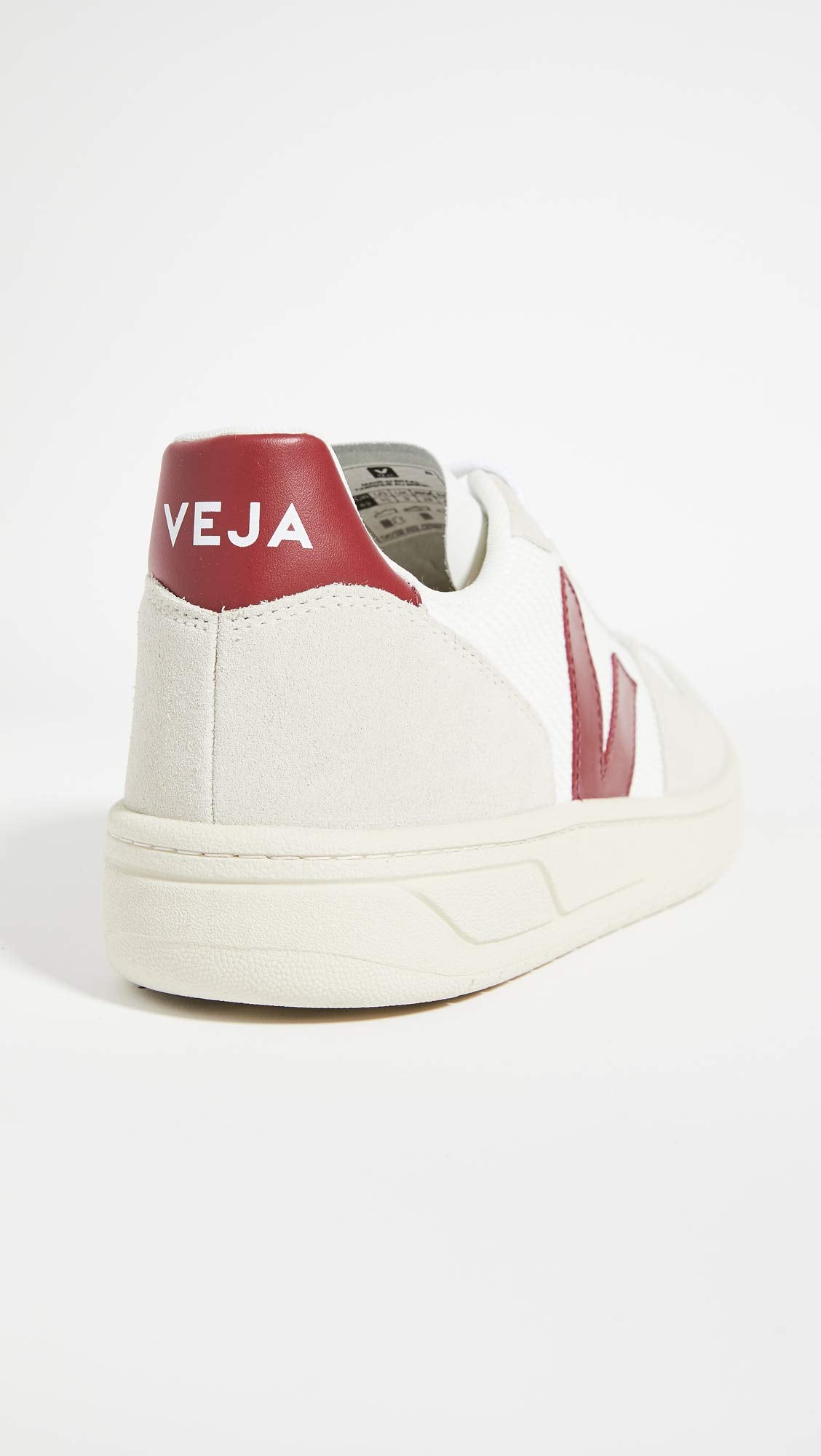 Veja Men's V-10 Sneakers, White/Natural/Marsala, 10 Medium US