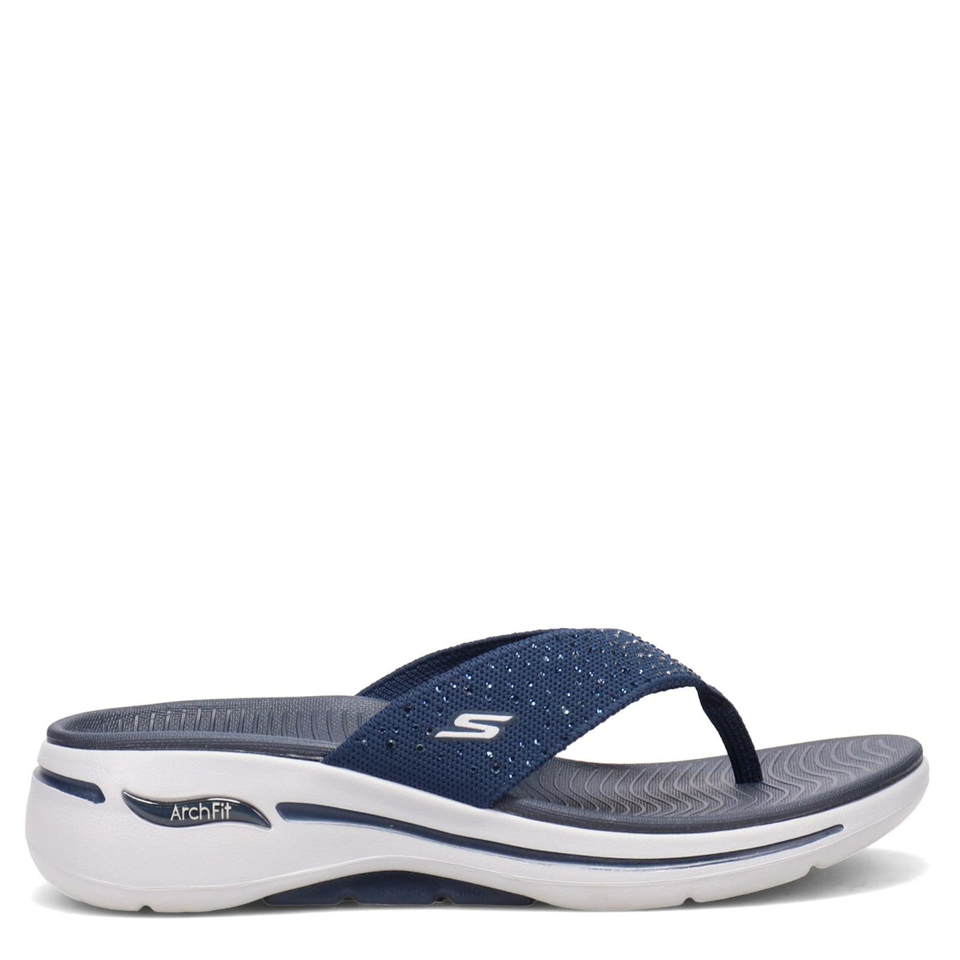 Skechers Go Walk Arch Fit Knit Sandal with Rhinestones Navy 6 B (M)