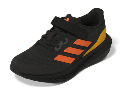 adidas Boy's Run Falcon 3.0 Elastic (Little Kid/Big Kid) Black/Screaming Orange/Solar Gold 4 Big Kid M