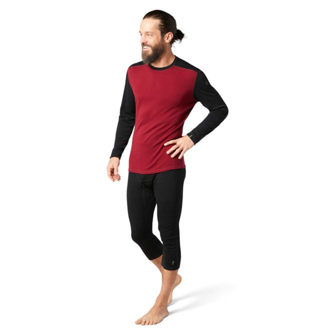 Smartwool Men's Classic Thermal Merino Wool Base Layer Crew (Slim Fit) Large Tibetan Red Hthr-black