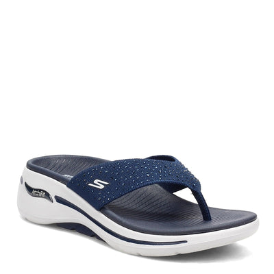 Skechers Go Walk Arch Fit Knit Sandal with Rhinestones Navy 6 B (M)