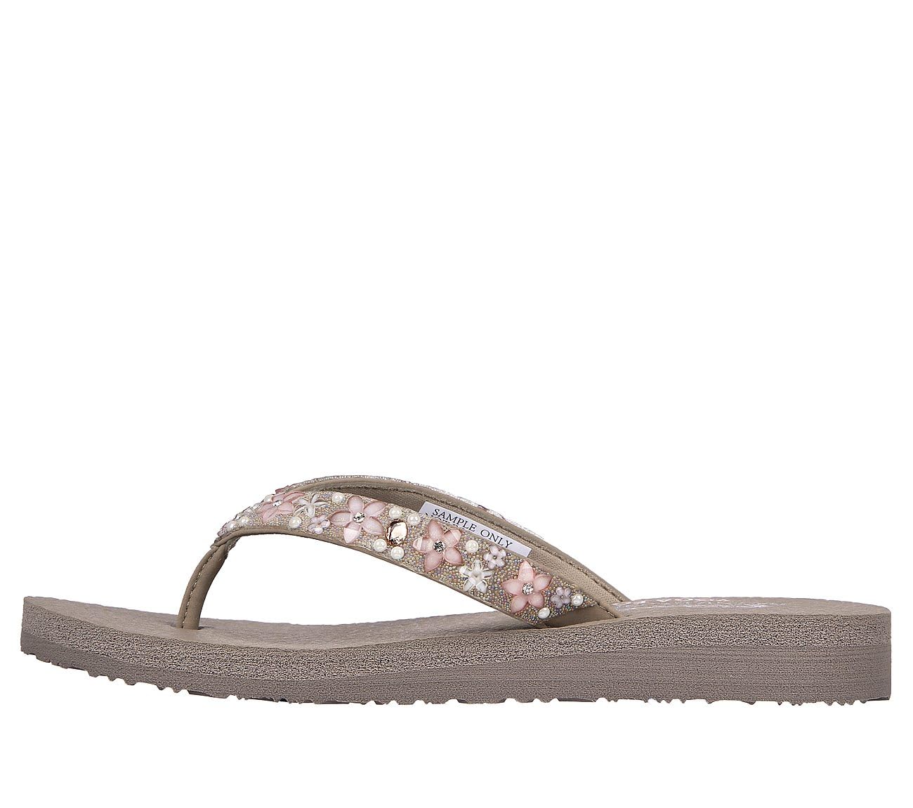 Skechers Women's Meditation-Dancing Daisy Flip-Flop, Taupe, 8