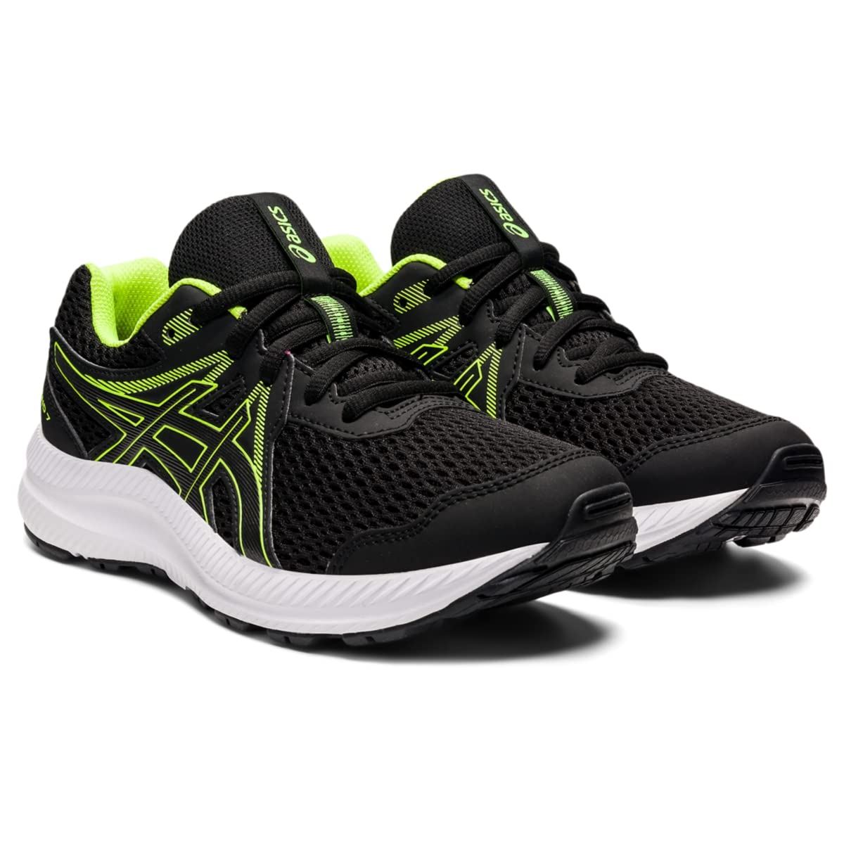 ASICS Kid's Contend 7 Grade School Running Shoe, 7, Black/Hazard Green