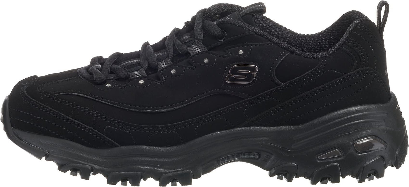 Skechers Women's D'Lites-Play on Fashion Sneaker 7.5 Black