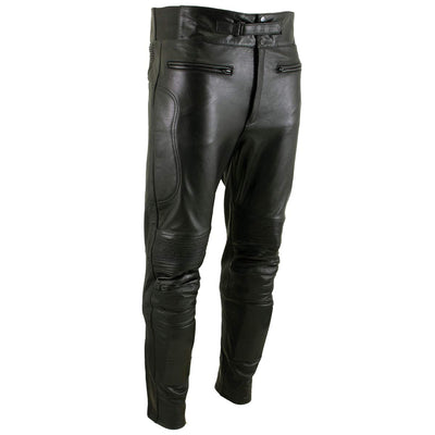 Xelement B7466 Men's 'The Racer' Black Cowhide Leather Racing Pants with X-Armor Protection - 44