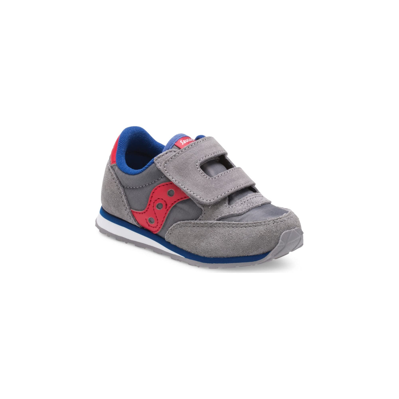 Saucony Unisex-child Baby Jazz Hook & Loop , GREY/RED, 8 M