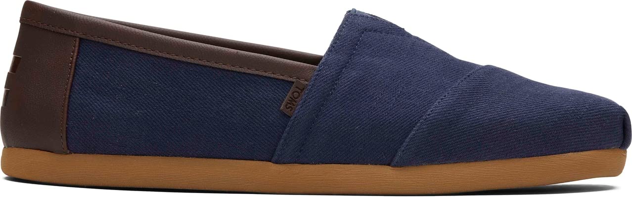 TOMS Men's Alpargata Loafer Flat, Deep Navy Heavy Twill/Nubuck Synthetic Trim, 14