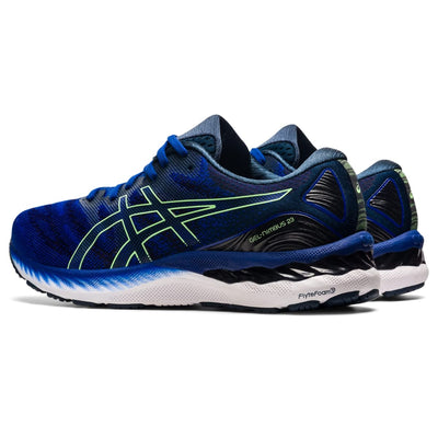 ASICS Men's Gel-Nimbus 23 Running Shoes, 10, Monaco Blue/Bright Lime