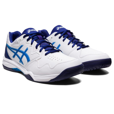 ASICS Men's Gel-Dedicate 7 Tennis Shoes, 11.5, White/Electric Blue