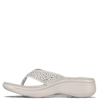 Skechers Go Walk Arch Fit Knit Sandal with Rhinestones Natural 6 B (M)