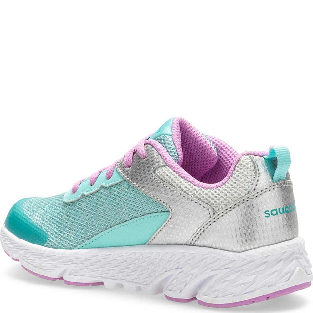 Saucony Wind Lace Running Shoe, Turquoise/Silver, 6.5 US Unisex Big Kid