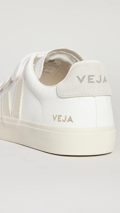 Veja Men's Recife Logo Leather Shoes, Extra White/Pierre/Natural, 11 Medium US