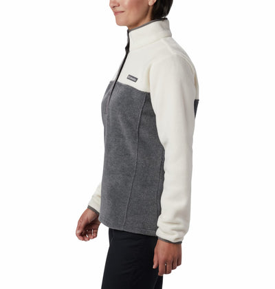 Columbia Women's Benton Springs Half Snap Pullover 2X City Grey Heather/Chalk