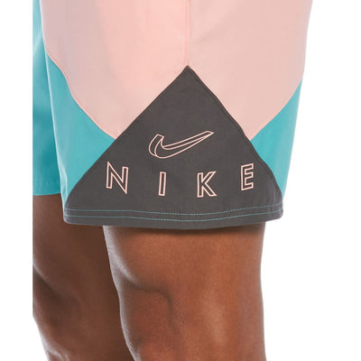 Nike Logo Jackknife 7-inch Volley NESSC469-018 Pink-Green-Grey Men's Swim Shorts X-Large