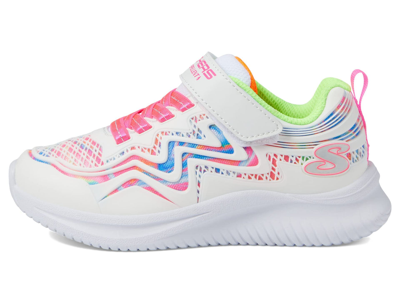 Skechers Kids Girls Jumpsters-Hydro Swirl Sneaker, White/Multi, 10.5 Little Kid