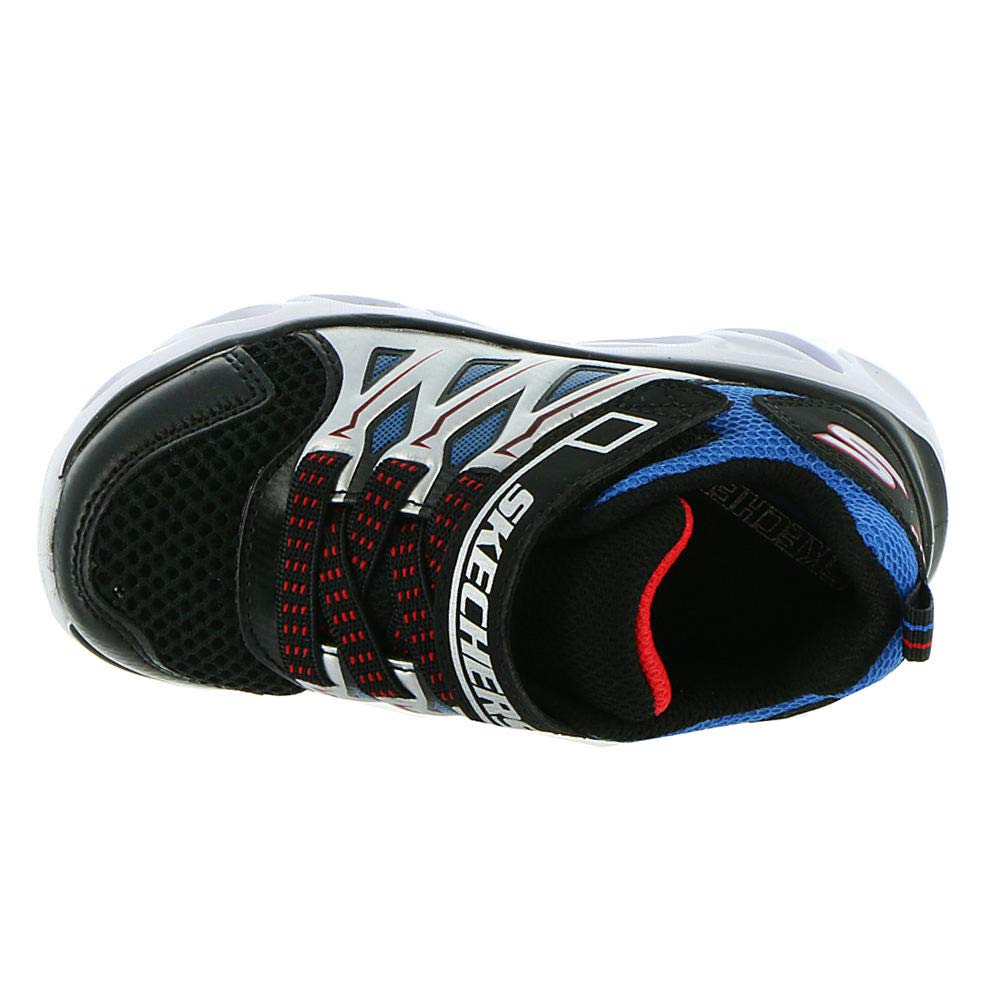 Skechers Boys S Lights: Hypno-Flash 3.0 Black Synthetic/Mesh/Red & Blue Trim Sneaker - 7