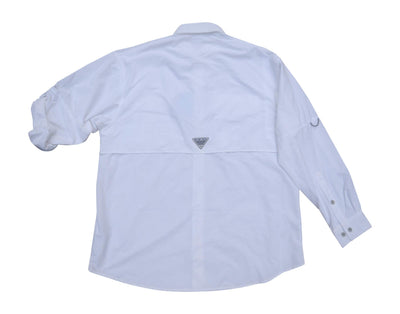 Columbia Men’s PFG Omni-Shade UPF 30 Distant Water Convertible Sleeve Shirt (M, White)