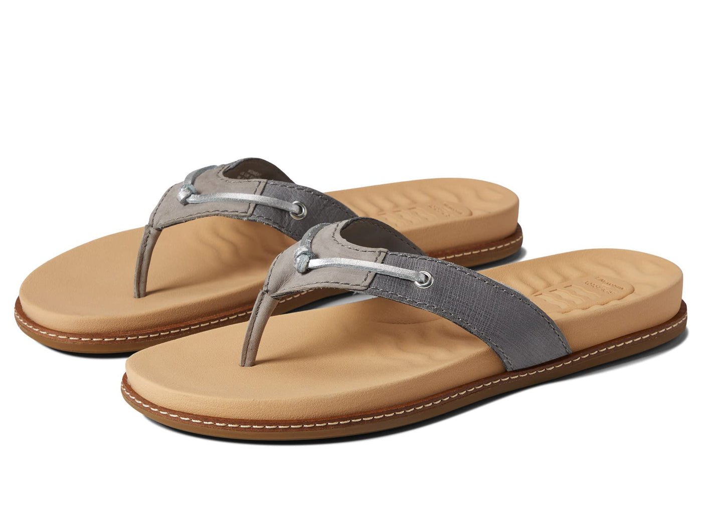 Sperry womens Waveside Plushwave Thong Flip Flop, Grey, 8.5 US