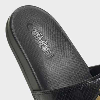 adidas Women's Adilette Comfort Slide Sandal 7 Black/Gold Metallic/Black