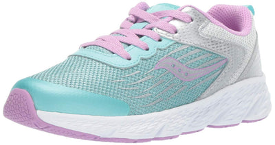 Saucony Wind Lace Running Shoe, Turquoise/Silver, 6.5 US Unisex Big Kid