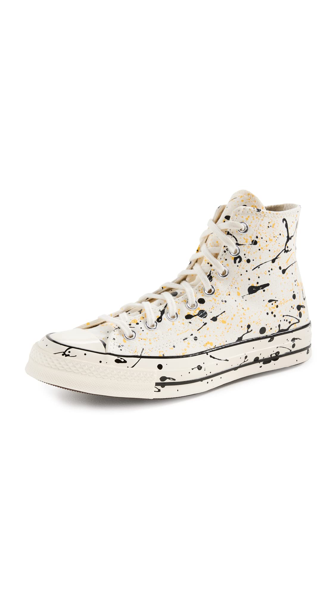 Converse Men's Chuck 70 Hi Paint Splatter Sneakers, Egret/Black/Amarillo, 7.5 Medium US