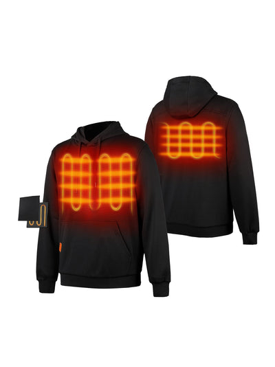 ORORO Heated Pullover Hoodie, Fleece Hooded Sweatshirt with Battery Pack (Unisex) (Black,L)