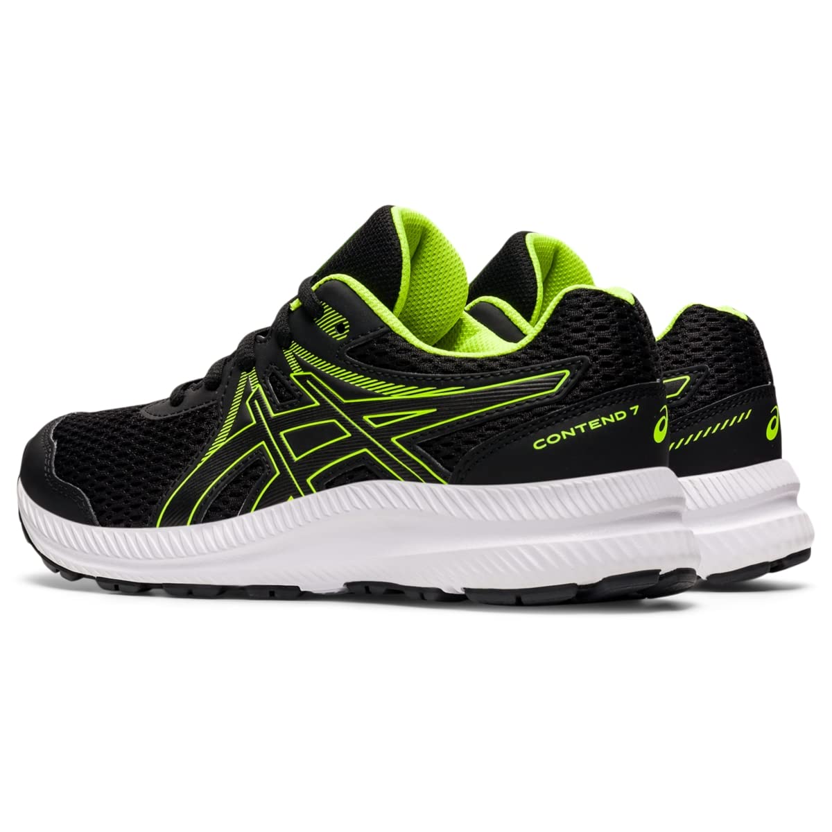 ASICS Kid's Contend 7 Grade School Running Shoe, 7, Black/Hazard Green