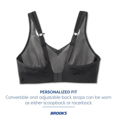 Brooks Women's Convertible Sports Bra for High Impact Running, Workouts & Sports with Maximum Support - Asphalt - 40 E