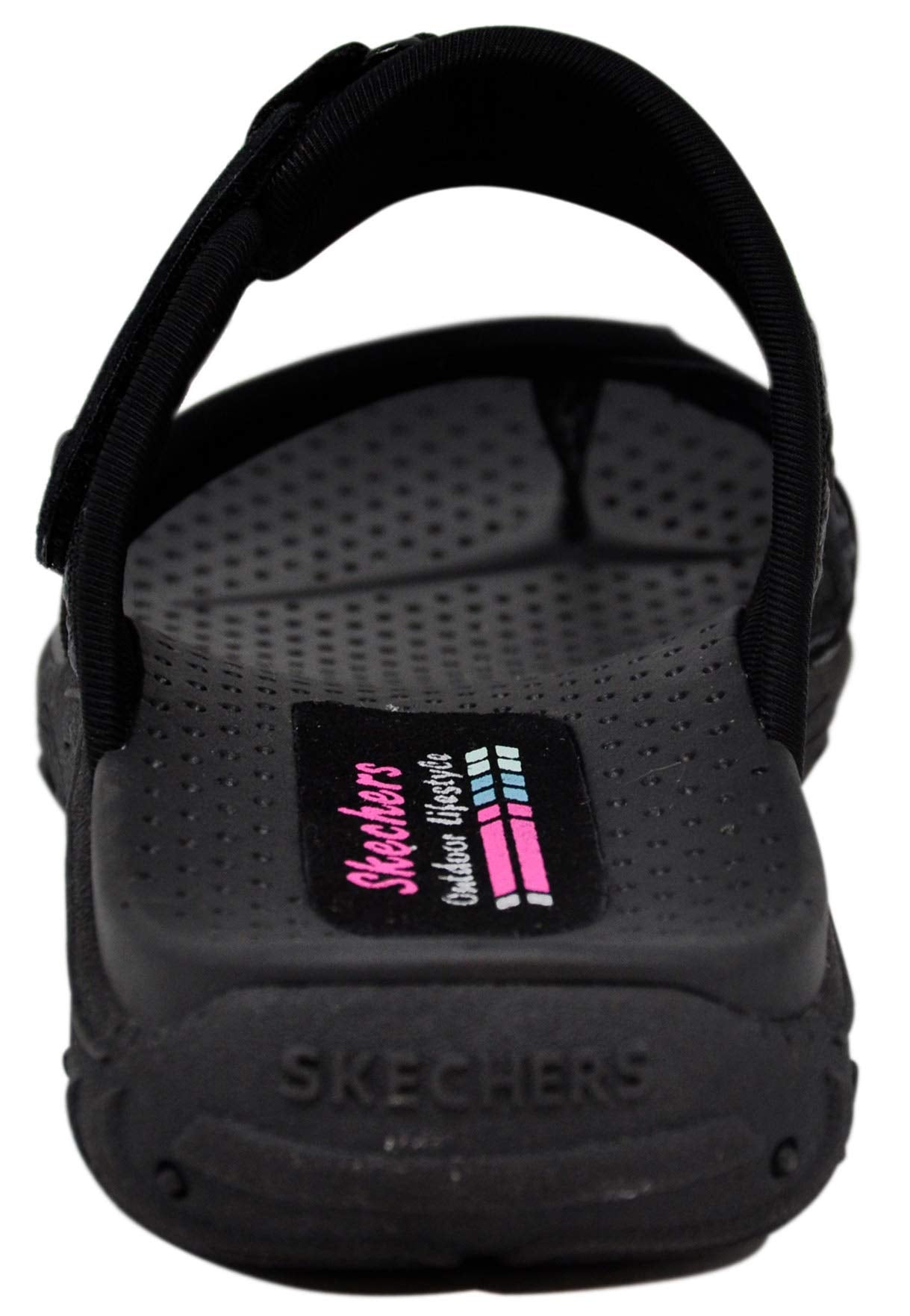 Skechers womens Reggae - Trailway Flip-Slop Sandals,black,8 M US