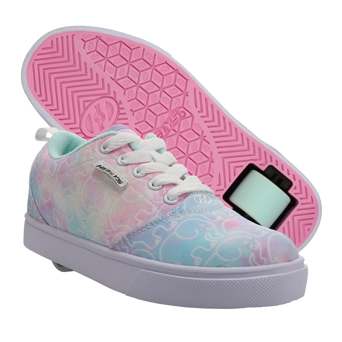 HEELYS® Pro 20 Prints Ivory Ella Shoes for Kids and Adults – Canvas Upper – Textile Lining and Insole Pink Multi 4 Big Kid (Women's 5) M