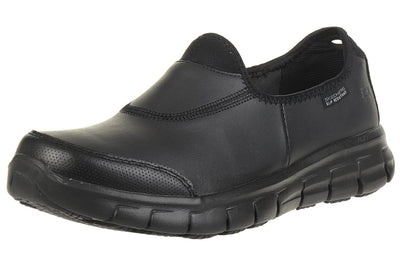 Skechers Women's Sure Track Slip Resistant Work Shoe 8 Black Leather
