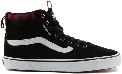 Vans Men's Single Sneaker, Suede Black Red Plaid, 9