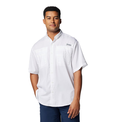 Columbia Mens PFG Tamiami II Short Sleeve Fishing Shirt, White, Medium