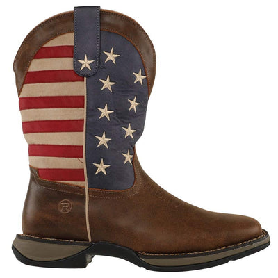 ROPER Mens American Wilder Patriotic Square Toe Casual Boots Mid Calf - Brown 9.5