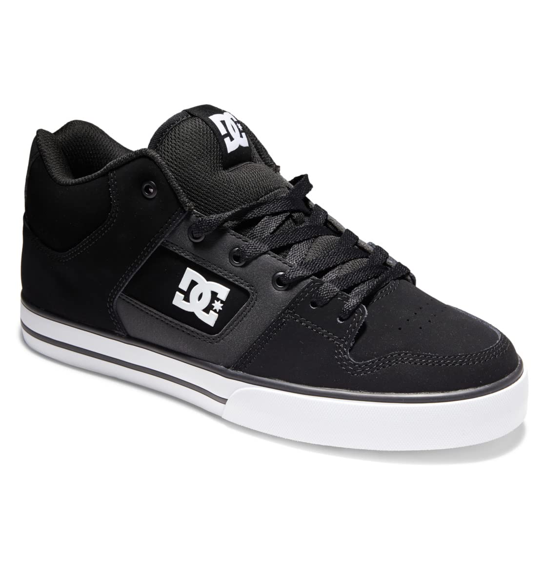 DC Men's Pure MID Casual Skate Shoe, Black/White, 11.5