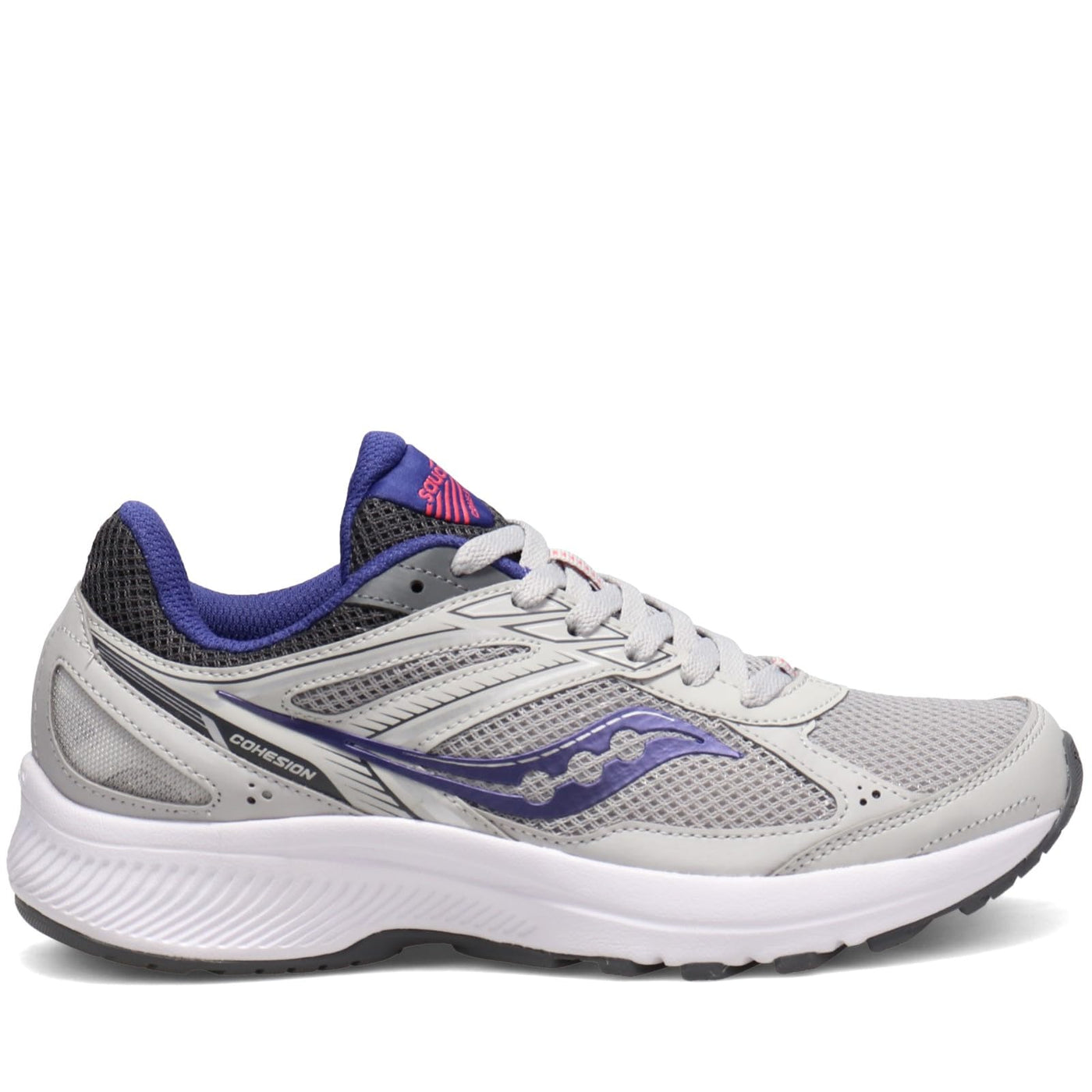 Saucony Women's Cohesion 14 Running Shoe, Grey/Purple, 8