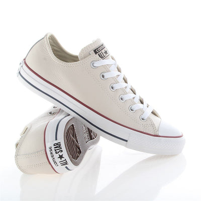 Converse Chuck Taylor Ox Leather Fashion Sneaker Shoe - Parchment/Navy/White - Mens - 5.5