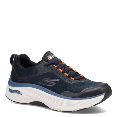 Skechers Men's Max Cushioning Arch Fit-Athletic Workout Running Walking Shoes with Air-Cooled Foam Sneaker, Navy/Orange, 14 X-Wide