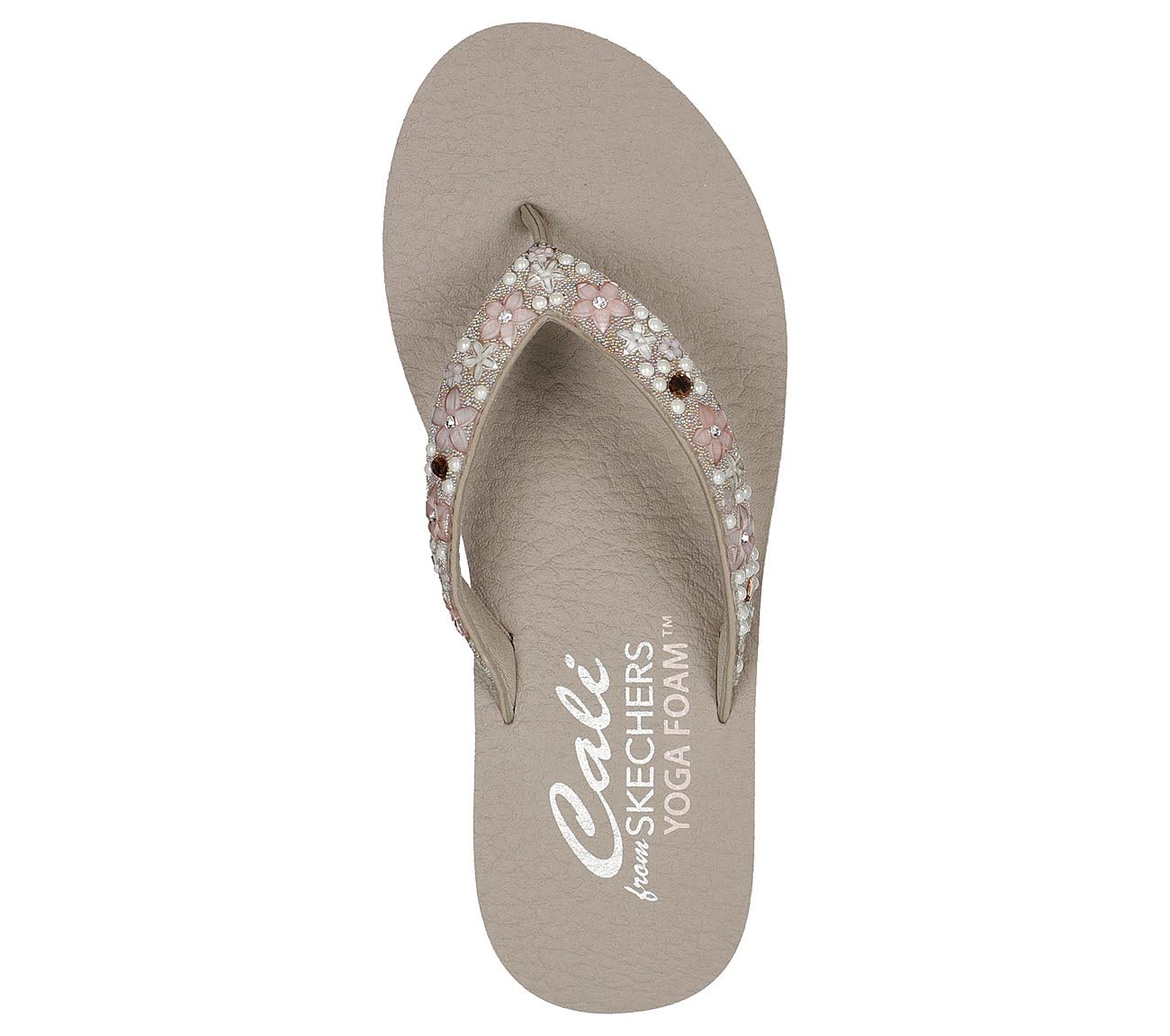 Skechers Women's Meditation-Dancing Daisy Flip-Flop, Taupe, 8