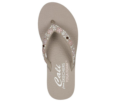 Skechers Women's Meditation-Dancing Daisy Flip-Flop, Taupe, 8