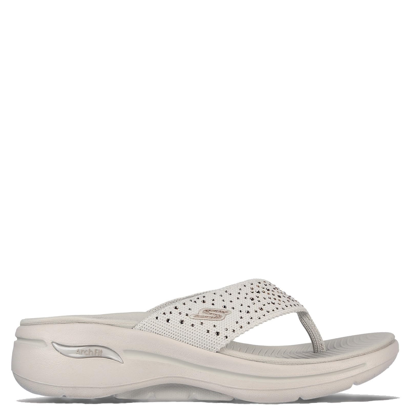 Skechers Go Walk Arch Fit Knit Sandal with Rhinestones Natural 6 B (M)