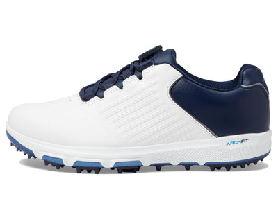 Skechers Golf Men's Pro 6 Waterproof Golf Shoe Sneaker, White/Navy/Blue Twist Fit, 11