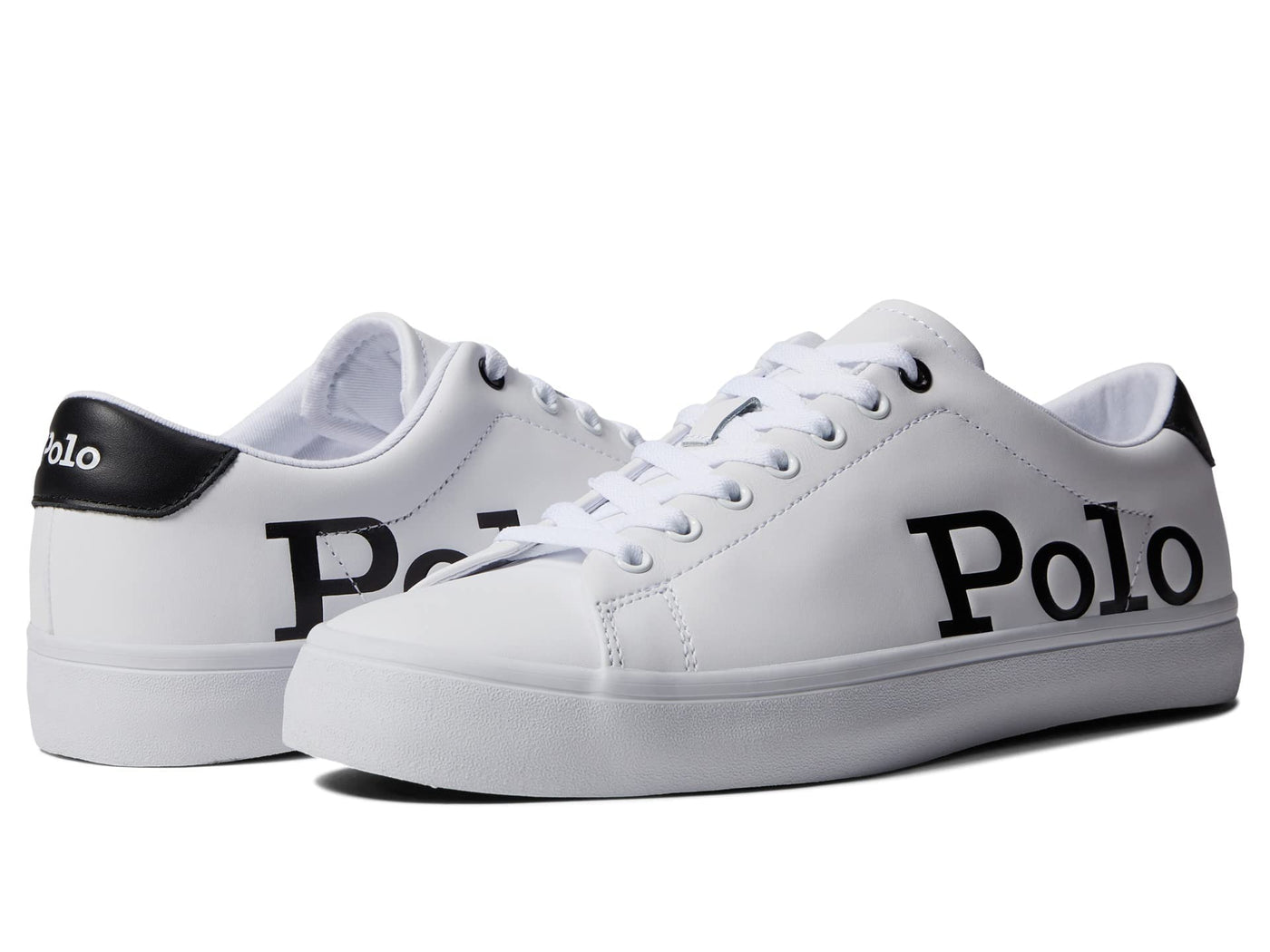 Polo Ralph Lauren Men's Longwood Logo Leather Sneaker 8 White/Black Polo