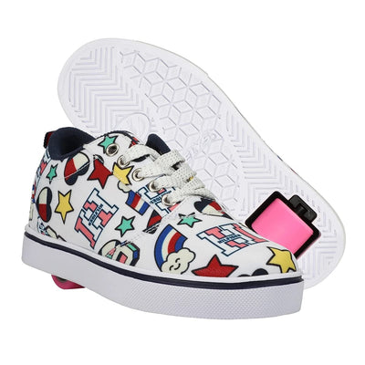 HEELYS Girls Pro 20 Prints Wheels Skate Sneaker Shoes (White/Multi Print, Numeric_7)