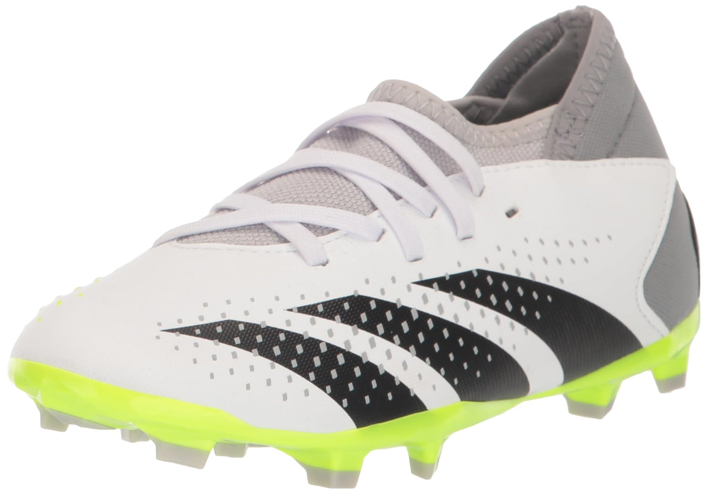 adidas Predator Accuracy.3 Firm Ground Sneaker, White/Core Black/Lucid Lemon, 5.5 US Unisex Big Kid